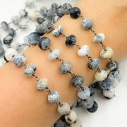 Dendrite Opal Oxidized 925 Sterling Silver Wire Chains